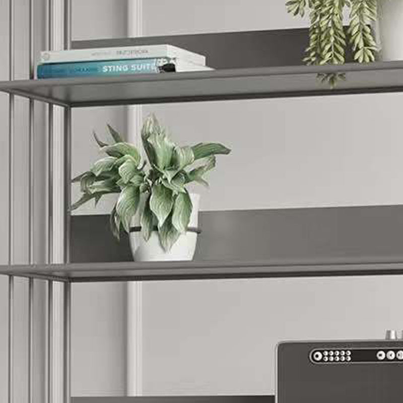 Open Metal Bookcase Modern Style Rectangular Shelve for Study Room