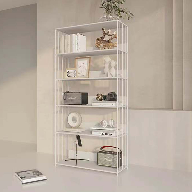 Open Metal Bookcase Modern Style Rectangular Shelve for Study Room