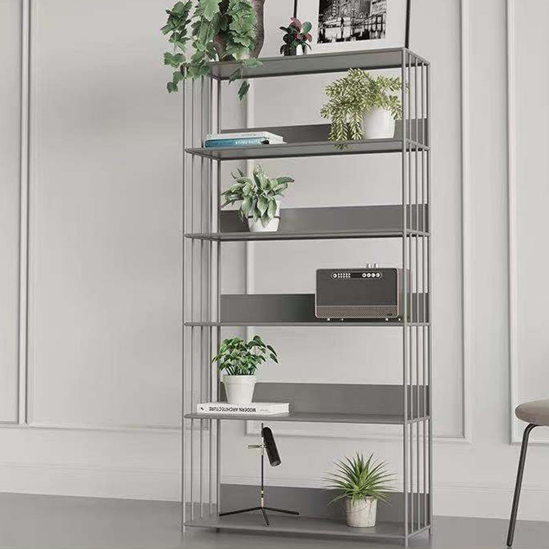 Open Metal Bookcase Modern Style Rectangular Shelve for Study Room