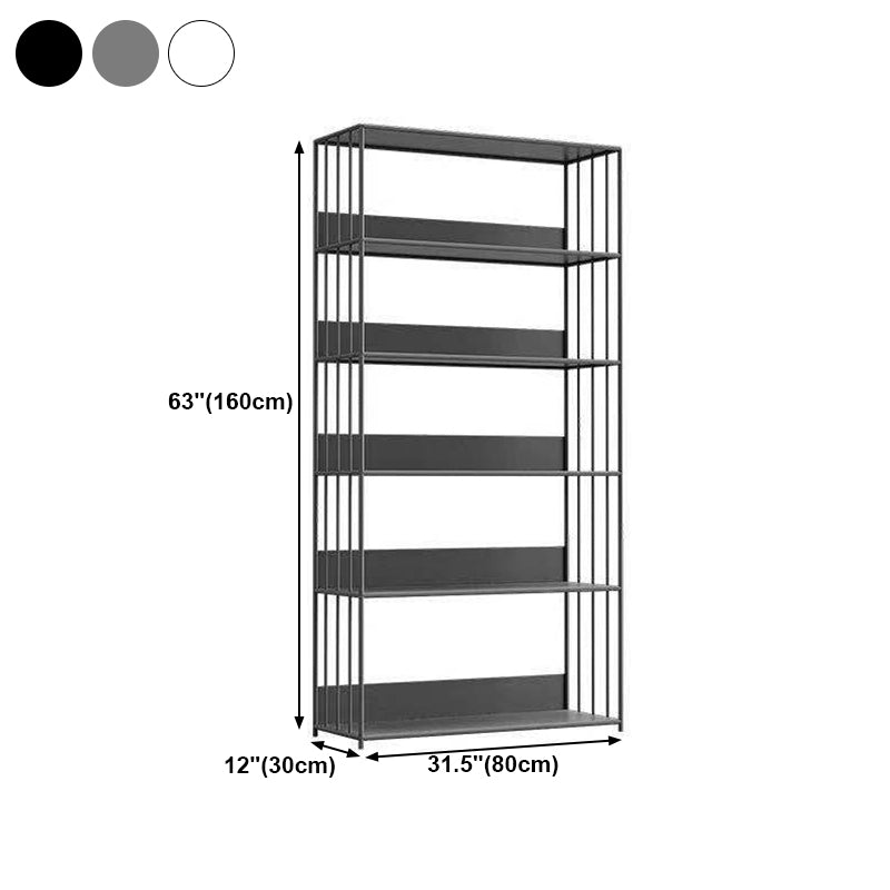 Open Metal Bookcase Modern Style Rectangular Shelve for Study Room