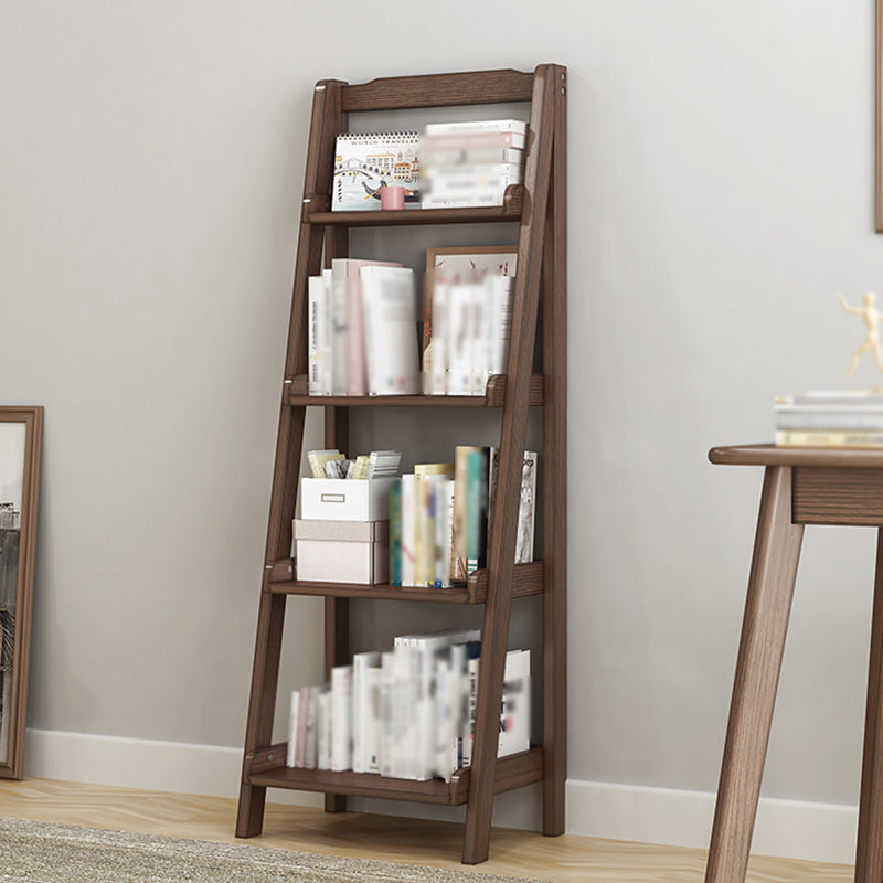 Modern Style Ladder Bookshelf Solid Wood Shelf Bookcase for Home