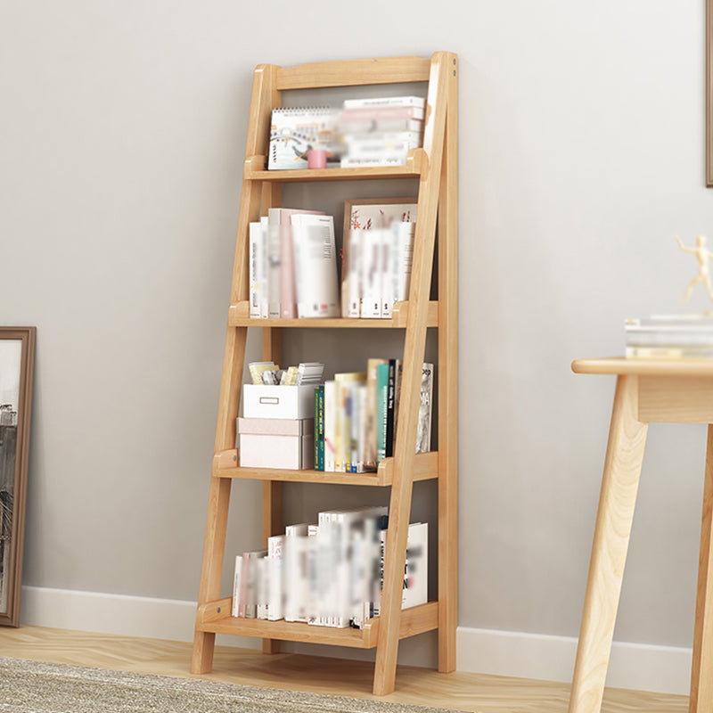 Modern Style Ladder Bookshelf Solid Wood Shelf Bookcase for Home