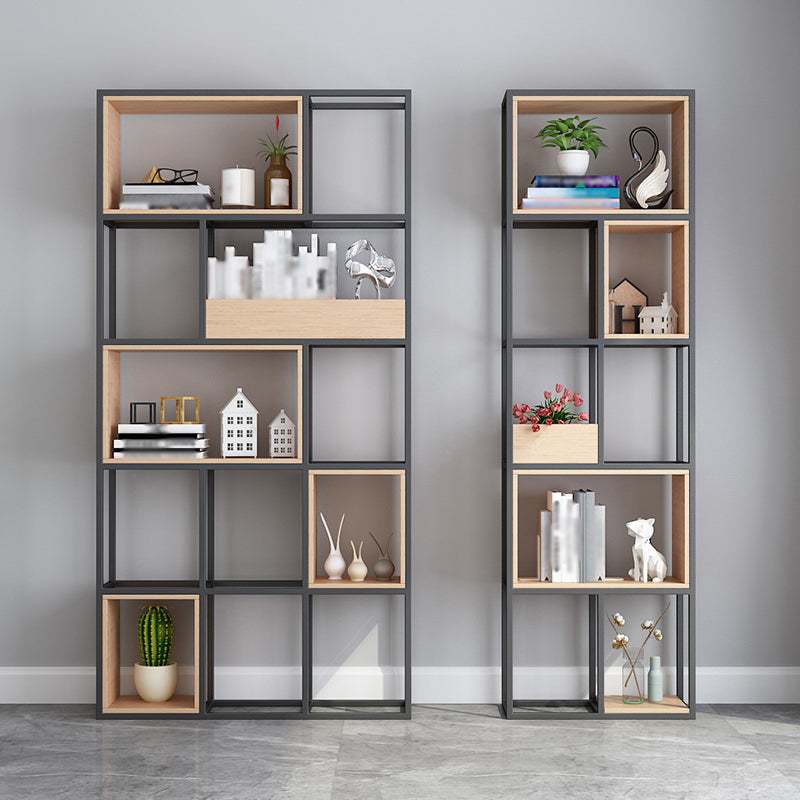 Open Metal Bookcase Minimalist Rectangular Shelf for Study Room