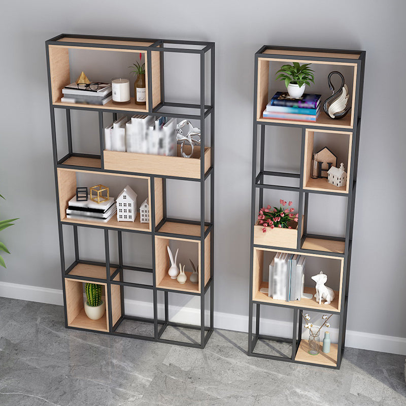 Open Metal Bookcase Minimalist Rectangular Shelf for Study Room