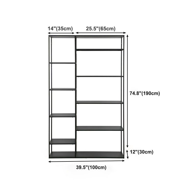 Minimalist Open Etagere Bookcase with Metal Rectangular Shelves Bookcase