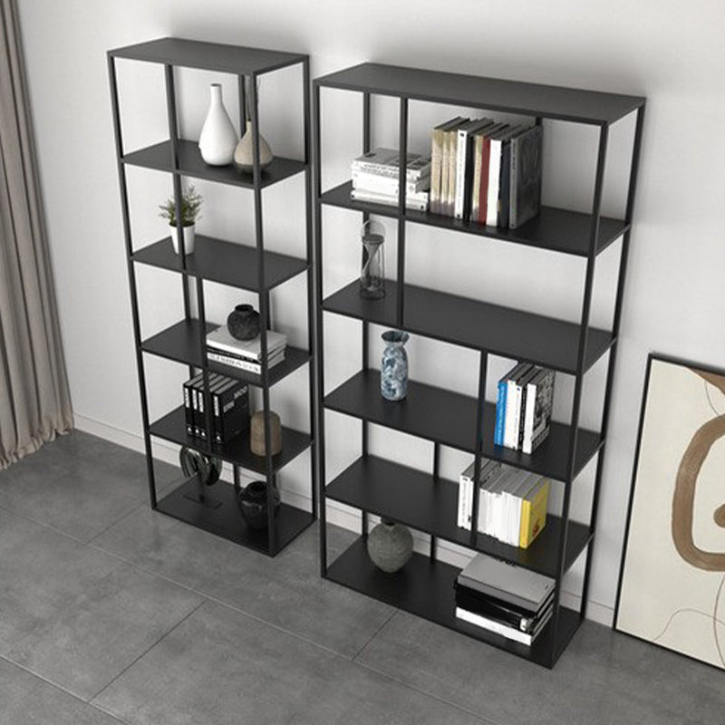 Industrial Style Metal Etagere Bookcase with Rectangular Shelves Bookcase