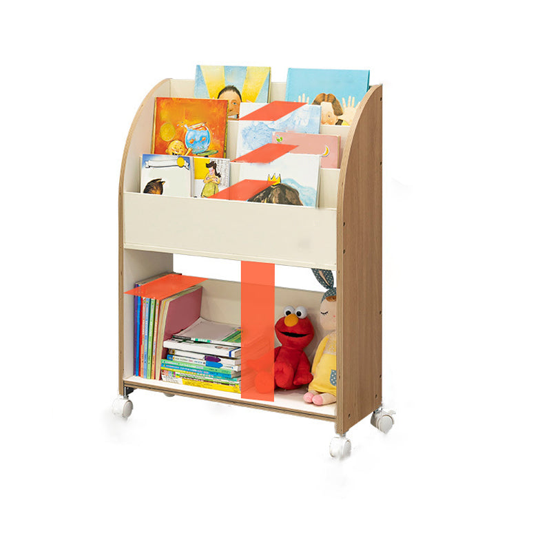 Contemporary Bookshelf Engineered Wood Open Shelf for Office with Caster Wheels