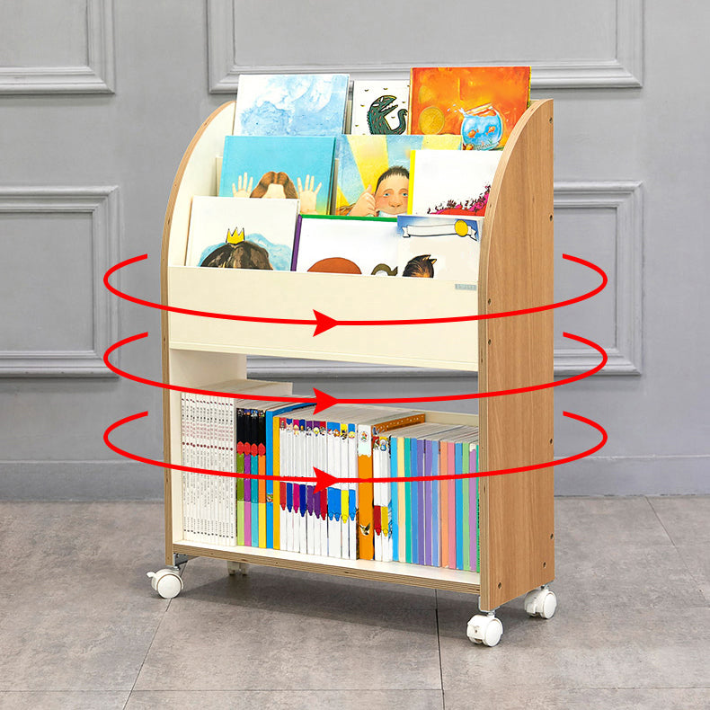 Zeitgenössisches Bücherregal entwickeltes Holz Open -Regal für Büro mit Zaubererrädern