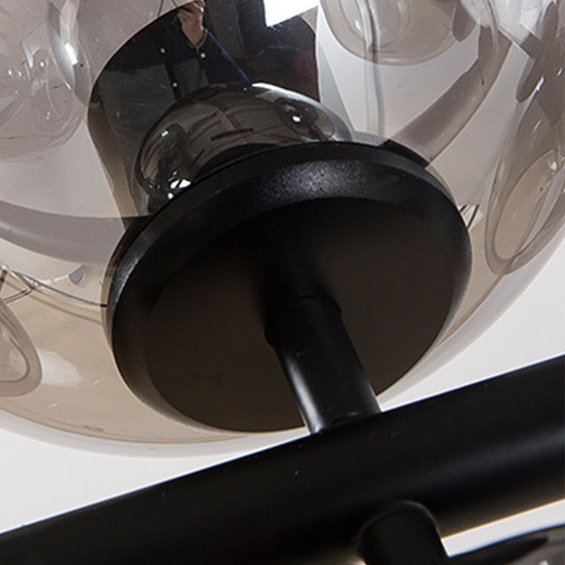 Moderne metalen eiland verlichtingsarmaturen 8-head restaurant Hangende lampen met Globe Glass Shade