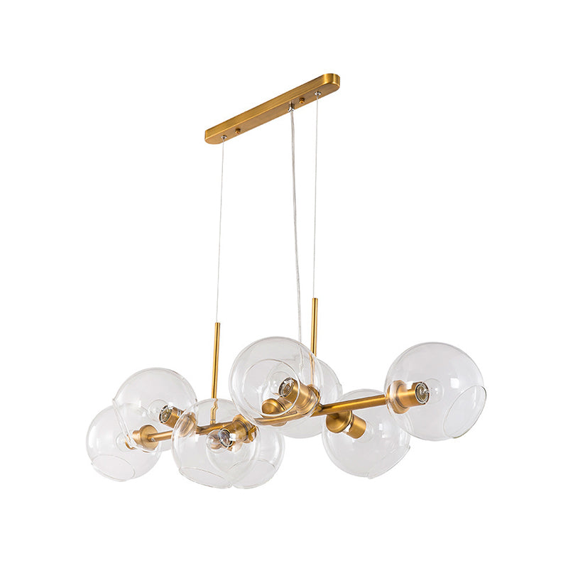 Moderne metalen eiland verlichtingsarmaturen 8-head restaurant Hangende lampen met Globe Glass Shade