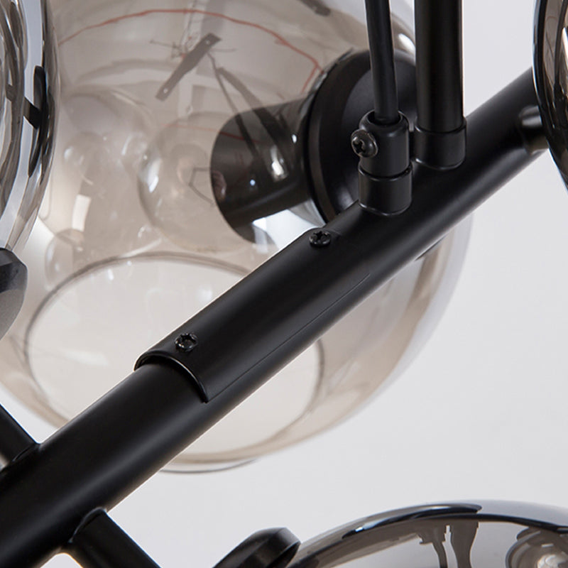 Moderne metalen eiland verlichtingsarmaturen 8-head restaurant Hangende lampen met Globe Glass Shade