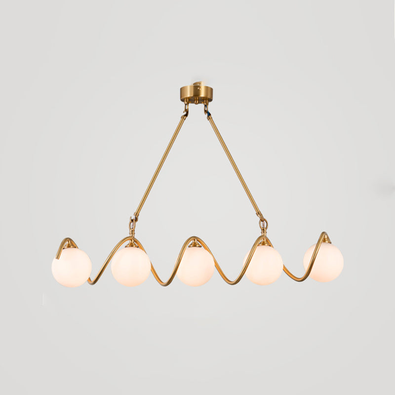 Moderne Kupfer Island Lights Multi-Head-Restaurant Hängende Lampen mit Globe Glass Shade