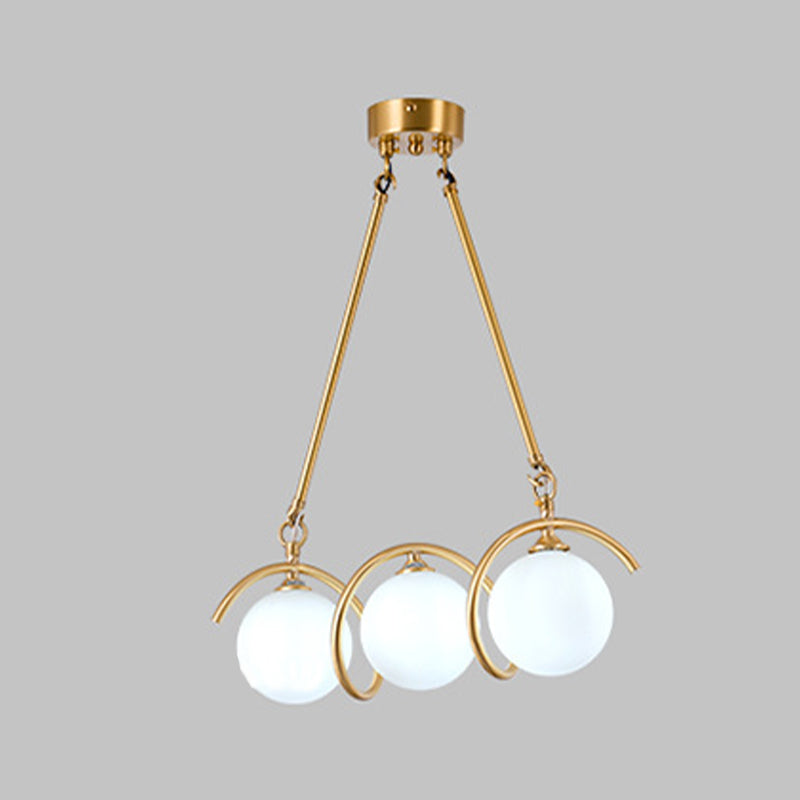 Moderne Kupfer Island Lights Multi-Head-Restaurant Hängende Lampen mit Globe Glass Shade