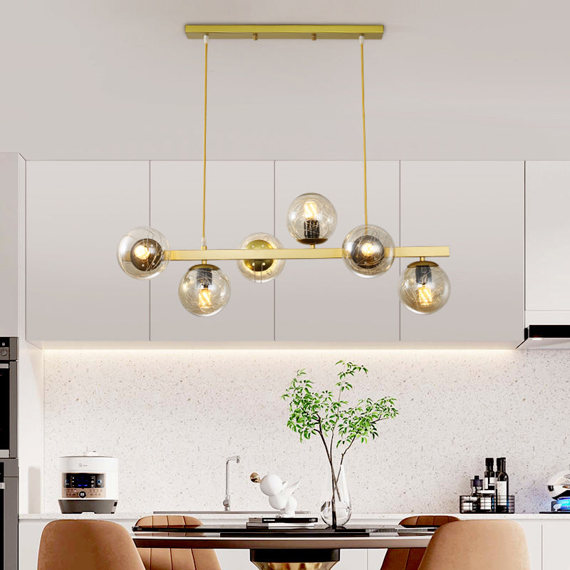 Globe Island Lights Modern Multi-Head Restaurant Hangende hanglampen met glazen schaduw