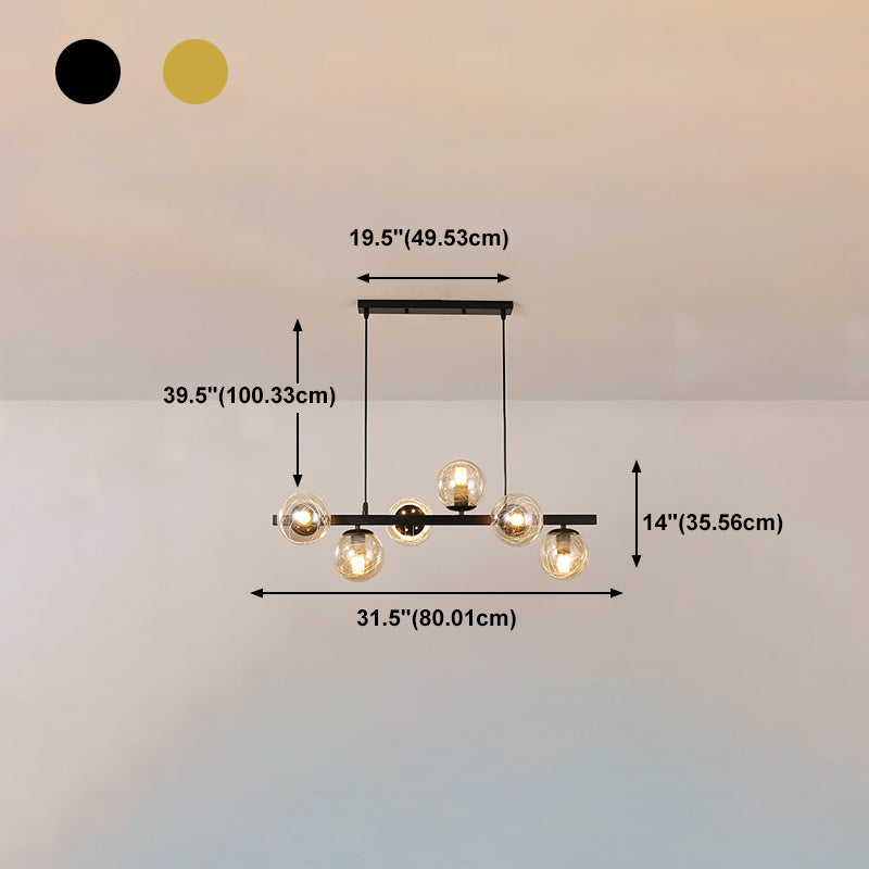 Globe Island Lights Modern Multi-Head Restaurant Hangende hanglampen met glazen schaduw