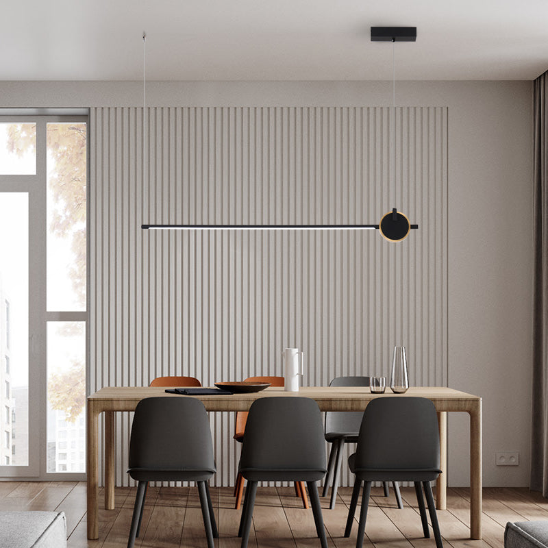 Black metal eiland licht modern 1-head lineair restaurant hangende lamp met acryl schaduw