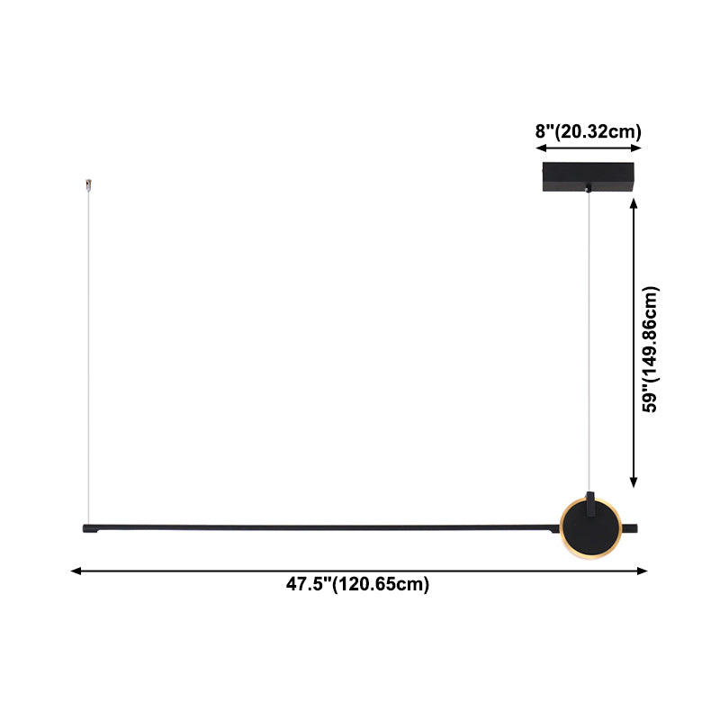 Black metal eiland licht modern 1-head lineair restaurant hangende lamp met acryl schaduw