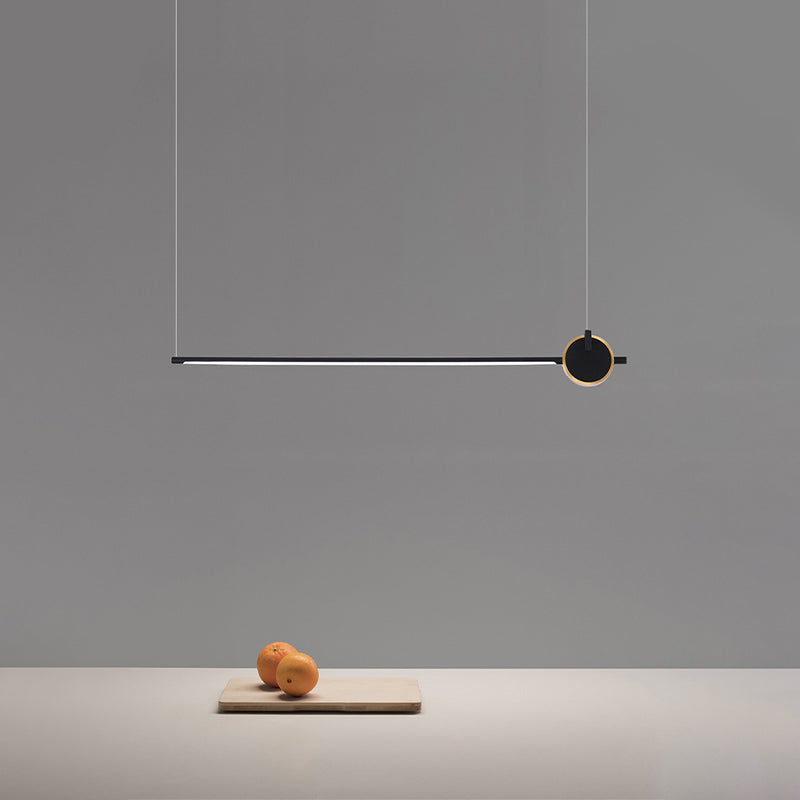 Black metal eiland licht modern 1-head lineair restaurant hangende lamp met acryl schaduw