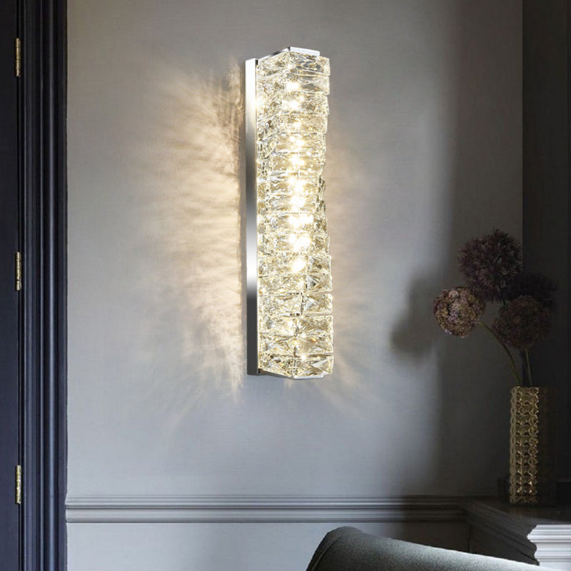 Postmodern Crystal Wall Light Geometric Shape 5" Wide Wall Sconce for Living Room