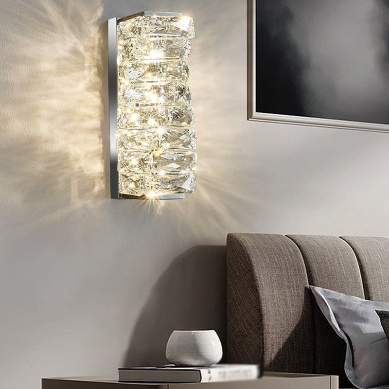 Postmodern Crystal Wall Light Geometric Shape 5" Wide Wall Sconce for Living Room