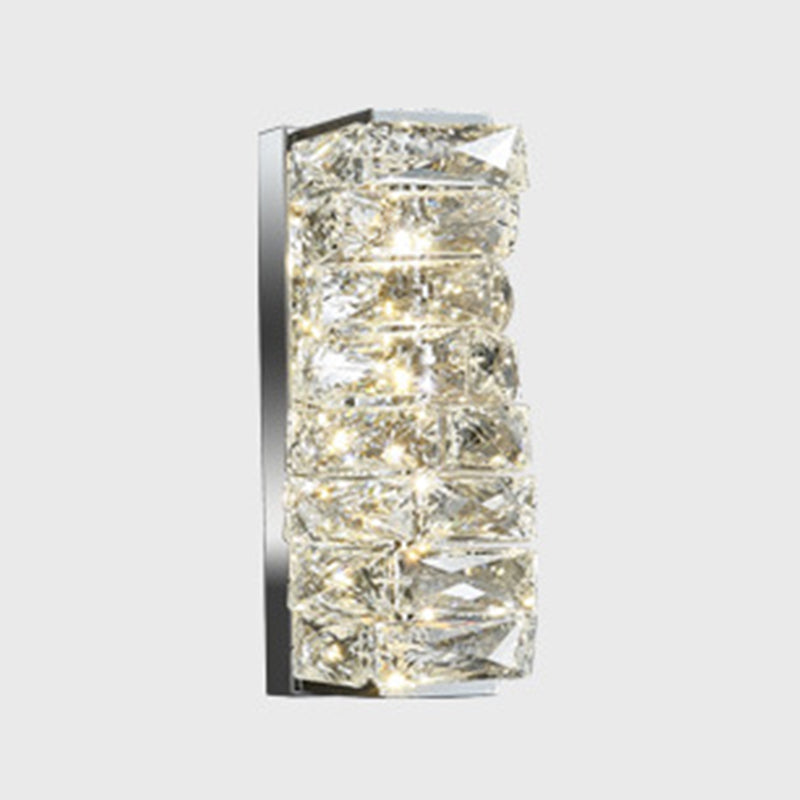 Postmodern Crystal Wall Light Geometric Shape 5" Wide Wall Sconce for Living Room