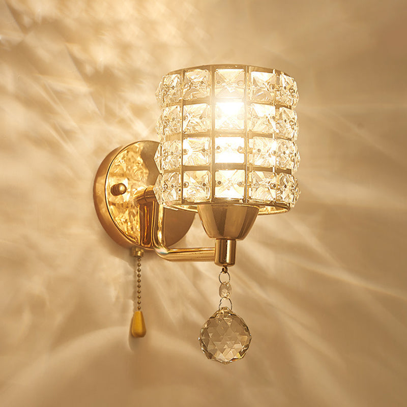 Luz de pared de metal moderna Splique de pared geométrica con cristal para dormitorio
