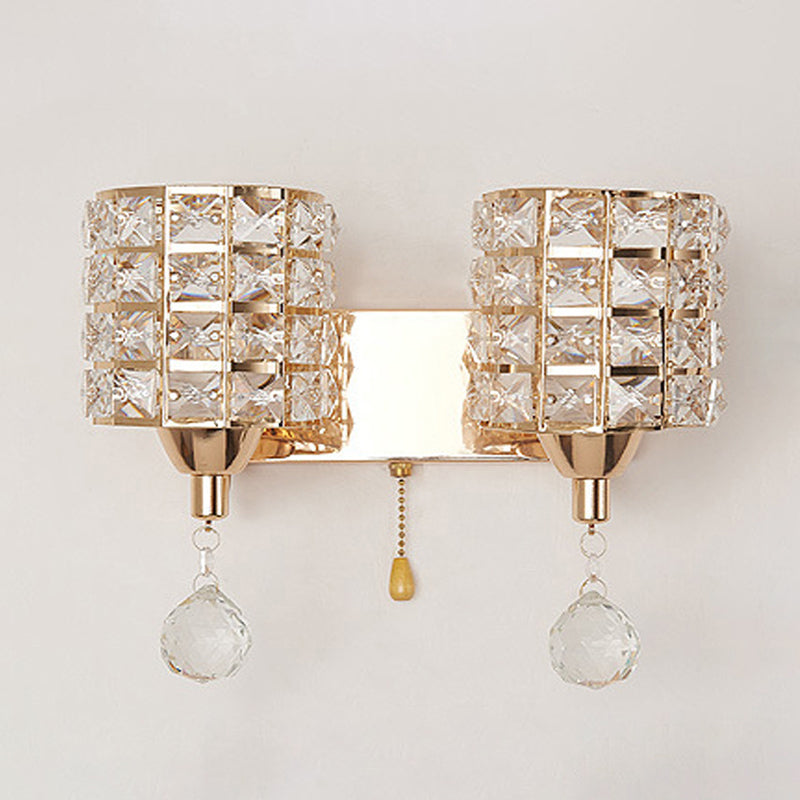Modern Metal Wall Light Geometric Wall Sconce with Crystal for Bedroom