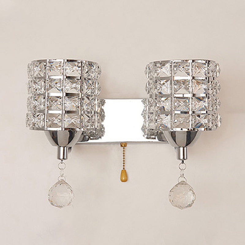 Modern Metal Wall Light Geometric Wall Sconce with Crystal for Bedroom