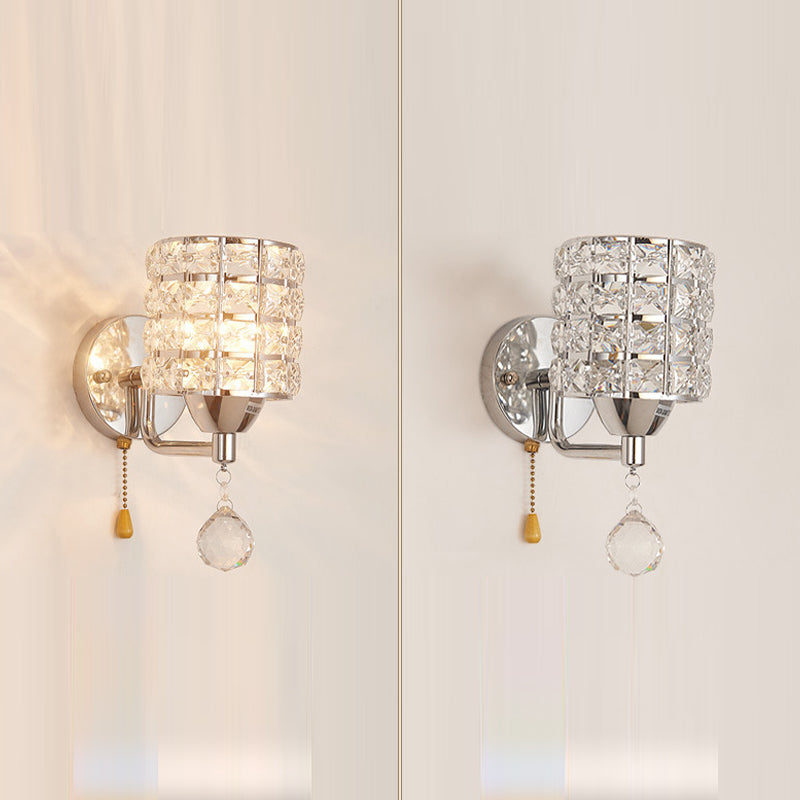 Luz de pared de metal moderna Splique de pared geométrica con cristal para dormitorio