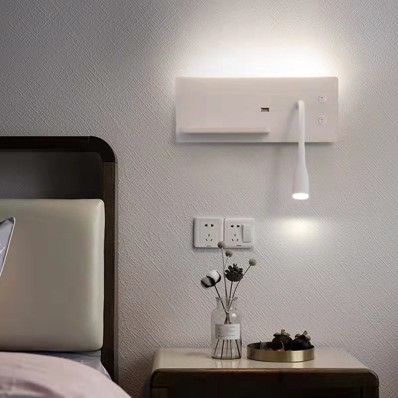 Modern Metal Wall Light Rectangle 12" Wide Reading Wall Sconce for Bedroom