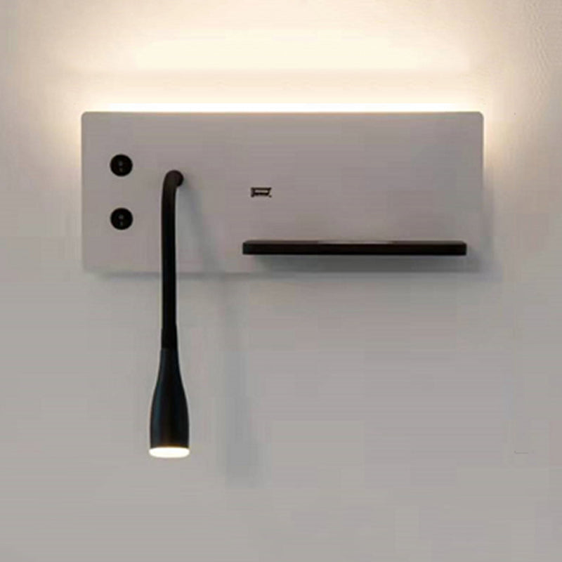Modern Metal Wall Light Rectangle 12" Wide Reading Wall Sconce for Bedroom