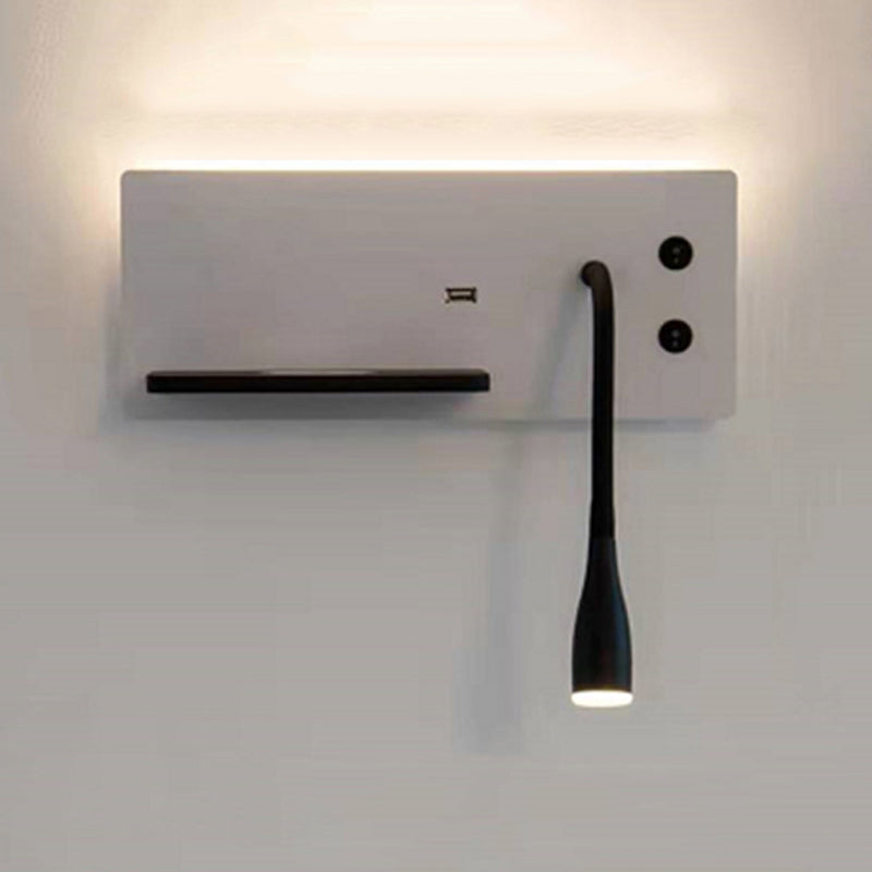Modern Metal Wall Light Rectangle 12" Wide Reading Wall Sconce for Bedroom