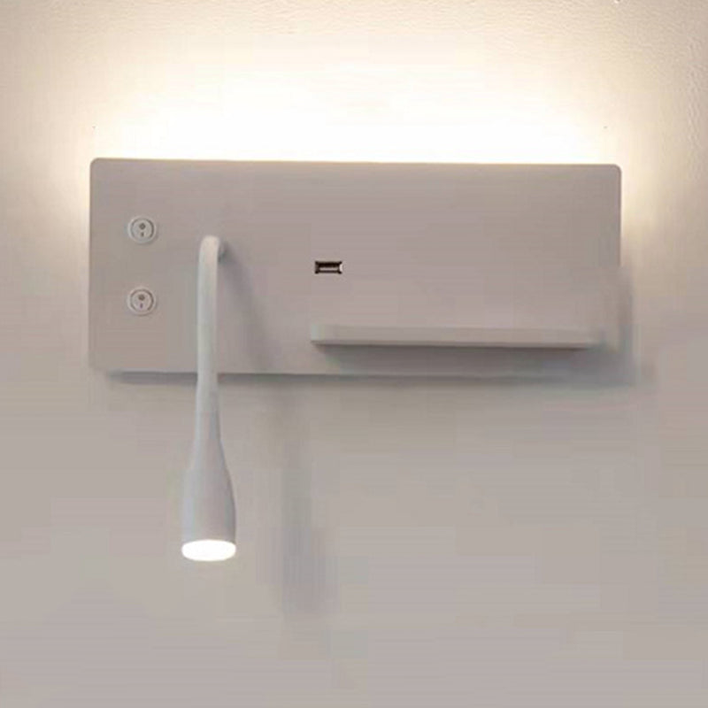 Modern Metal Wall Light Rectangle 12" Wide Reading Wall Sconce for Bedroom