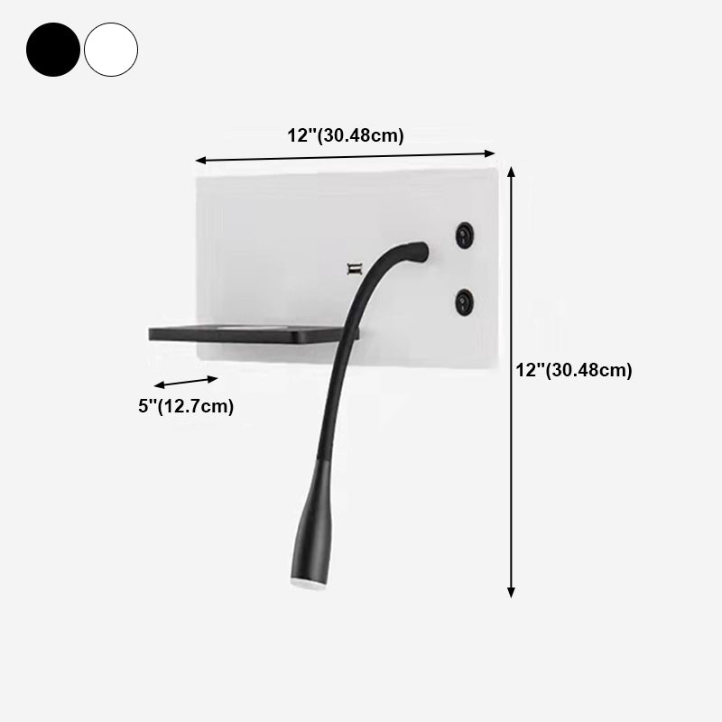 Rectángulo de luz de pared de metal moderno de 12 "de ancho de lectura de ancho para el dormitorio