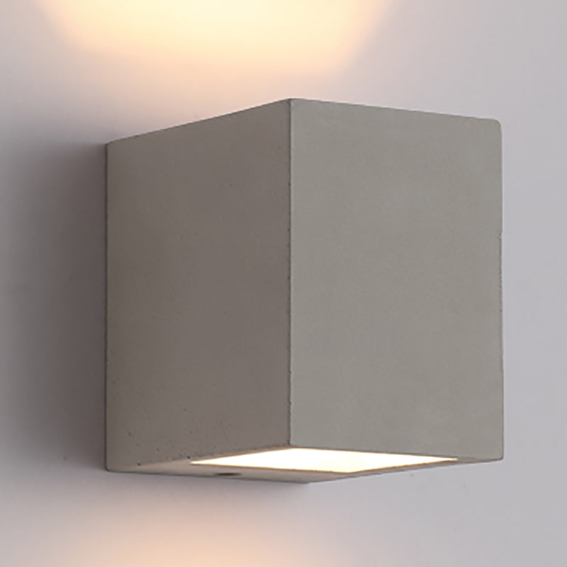 Cubic Hallway Sconce Light Fixture Concrete Simple Style Flush Mount Wall Light