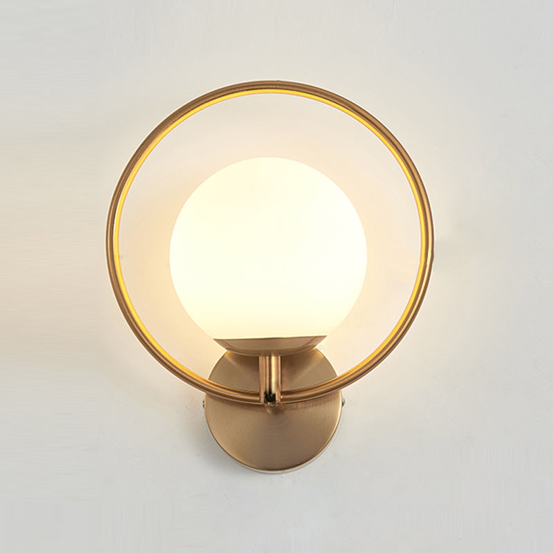 Lámpara de lámpara de pared global dorada simplicidad de vidrio blanco de 1 linda lámpara de vidrio