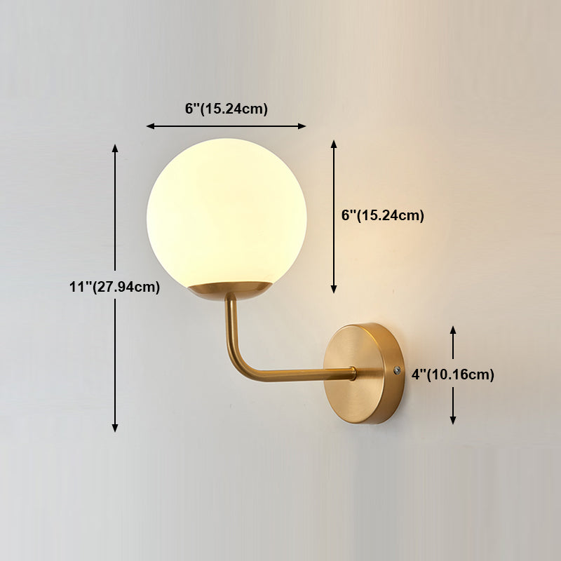 Lámpara de lámpara de pared global dorada simplicidad de vidrio blanco de 1 linda lámpara de vidrio