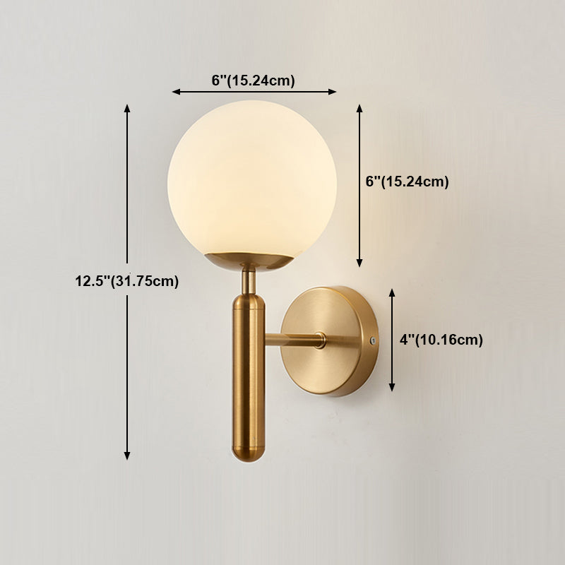 Lámpara de lámpara de pared global dorada simplicidad de vidrio blanco de 1 linda lámpara de vidrio