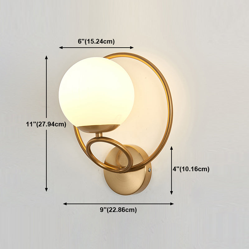 Lámpara de lámpara de pared global dorada simplicidad de vidrio blanco de 1 linda lámpara de vidrio