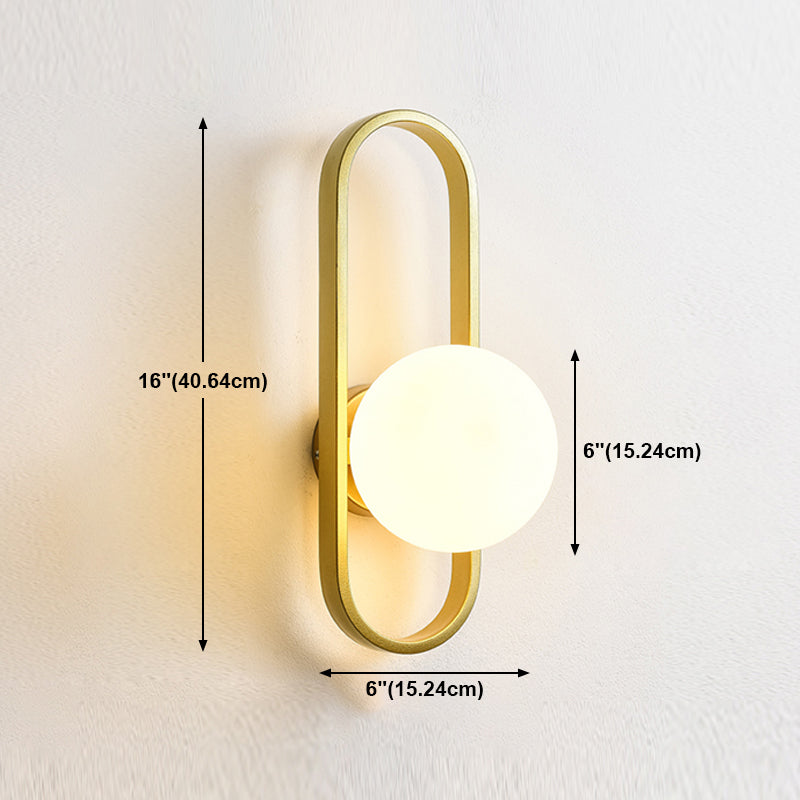 Lámpara de lámpara de pared global dorada simplicidad de vidrio blanco de 1 linda lámpara de vidrio