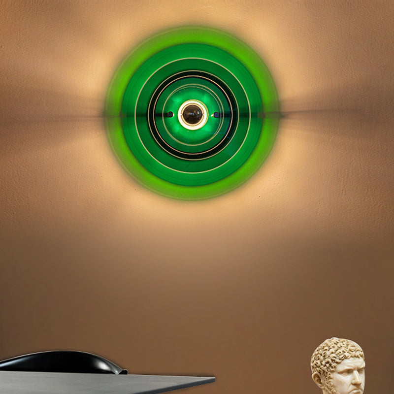 Creative Postmodern Round Sconce Lamp Acrylic 1-Light Staircase Wall Light Fixture