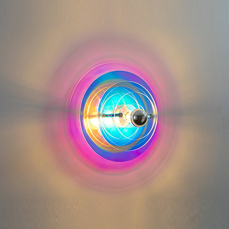 Creative Postmodern Round Sconce Lamp Acrylic 1-Light Staircase Wall Light Fixture