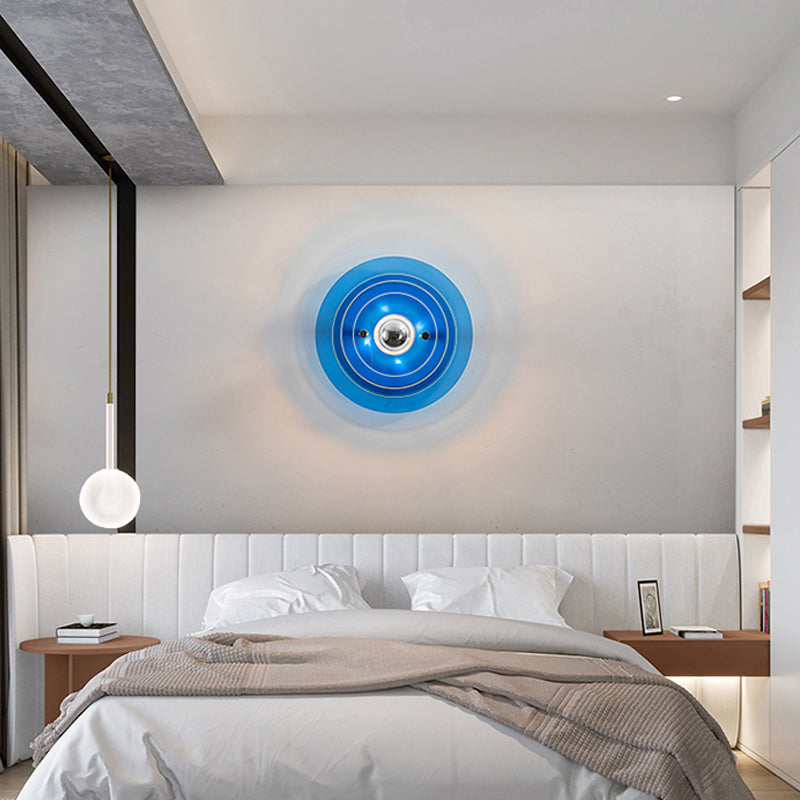 Creative Postmodern Round Sconce Lamp Acrylic 1-Light Staircase Wall Light Fixture