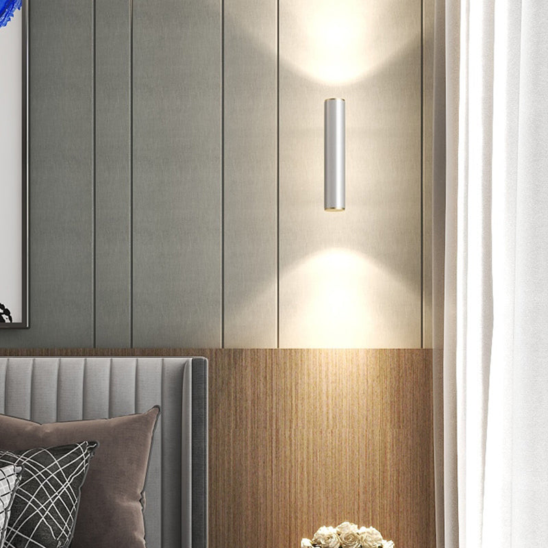 Medio cilindro forma de pared de metal estilo moderno 2 luces luz de montaje de pared