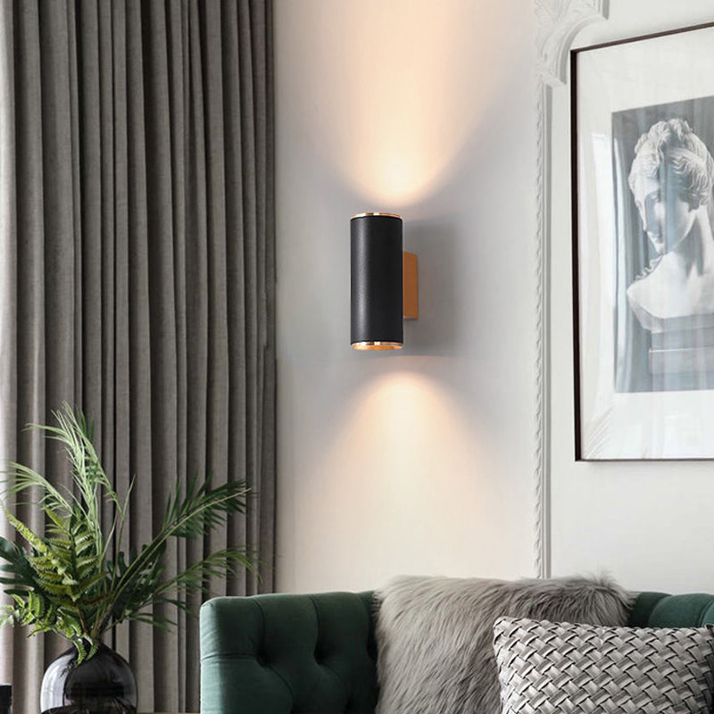Medio cilindro forma de pared de metal estilo moderno 2 luces luz de montaje de pared