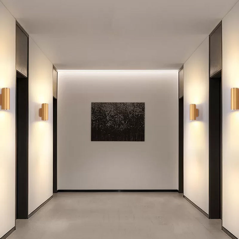 Medio cilindro forma de pared de metal estilo moderno 2 luces luz de montaje de pared