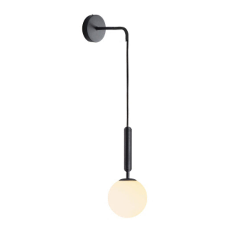 Simplicity Wall Hanging Lamp 1 Head Glass Spherical Bedside Wall Reading Light