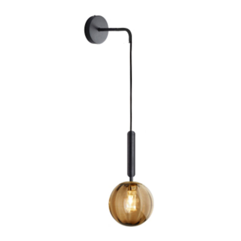 Simplicity Wall Hanging Lamp 1 Head Glass Spherical Bedside Wall Reading Light