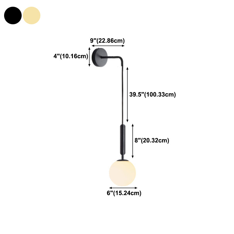 Simplicity Wall Hanging Lamp 1 Head Glass Spherical Bedside Wall Reading Light