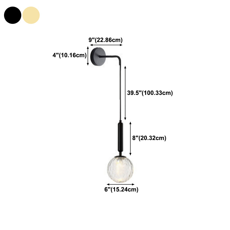 Simplicity Wall Hanging Lamp 1 Head Glass Spherical Bedside Wall Reading Light